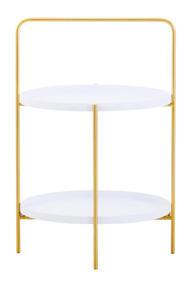Premier Housewares Trosa Two Tier White And Gold Side Table