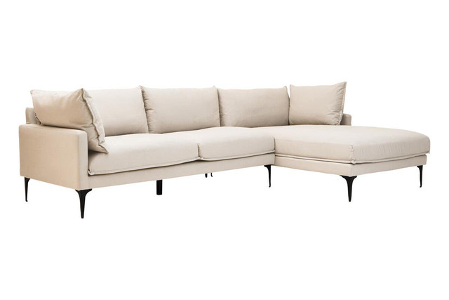 Premier Housewares Troyes Cream Three Seat Right Chaise Sofa