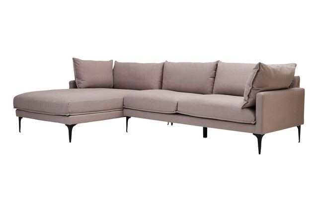 Premier Housewares Troyes Grey Three Seat Left Chaise Sofa