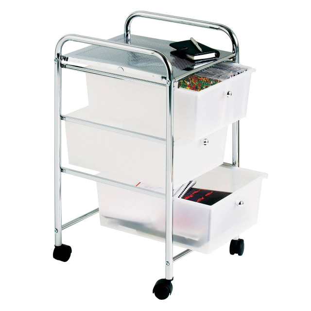 premier housewares Tube Frame 3 White Plastic Drawers Trolley