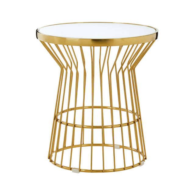 premier housewares Tula Gold Finish Corset Base Side Table