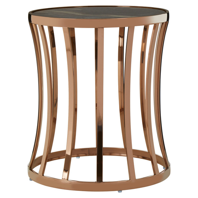 Premier Housewares Tula Rose Gold Finish Round Side Table
