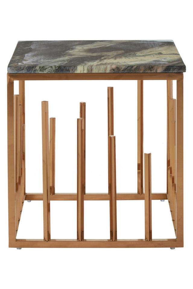 Premier Housewares Tula Rose Gold Finish Square Side Table