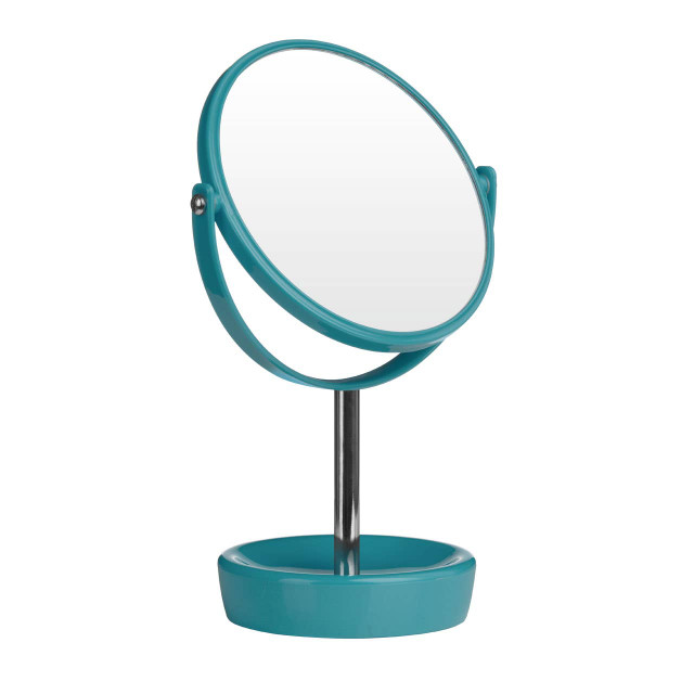 Premier Housewares Turquoise Plastic Swivel Table Mirror