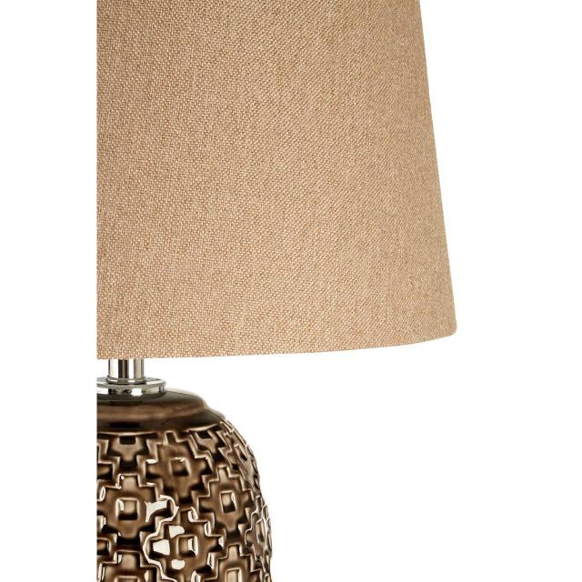 Premier Housewares Udele Table Lamp With Brown Linen Shade