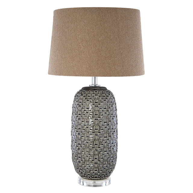 premier housewares Udele Table Lamp With Brown Linen Shade