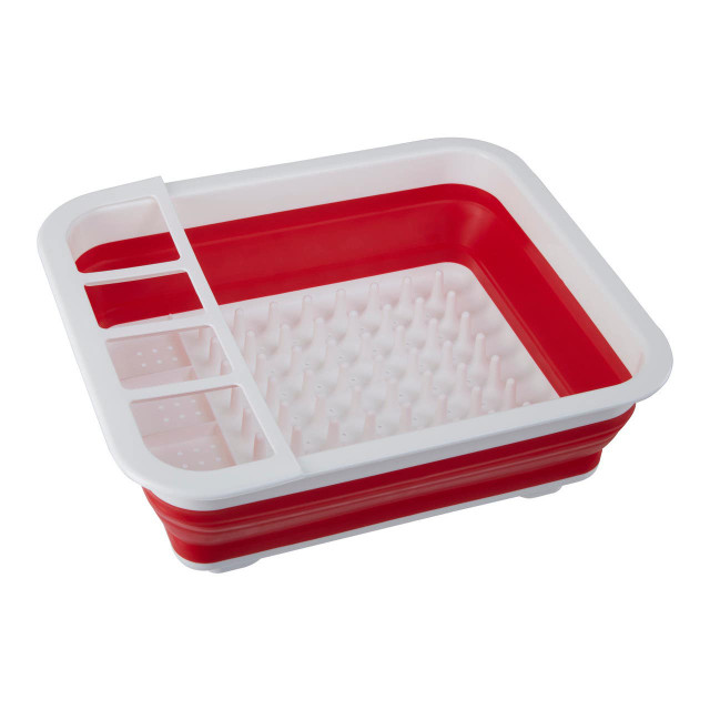 Premier Housewares Umbria Red White Collapsible Dish Rack