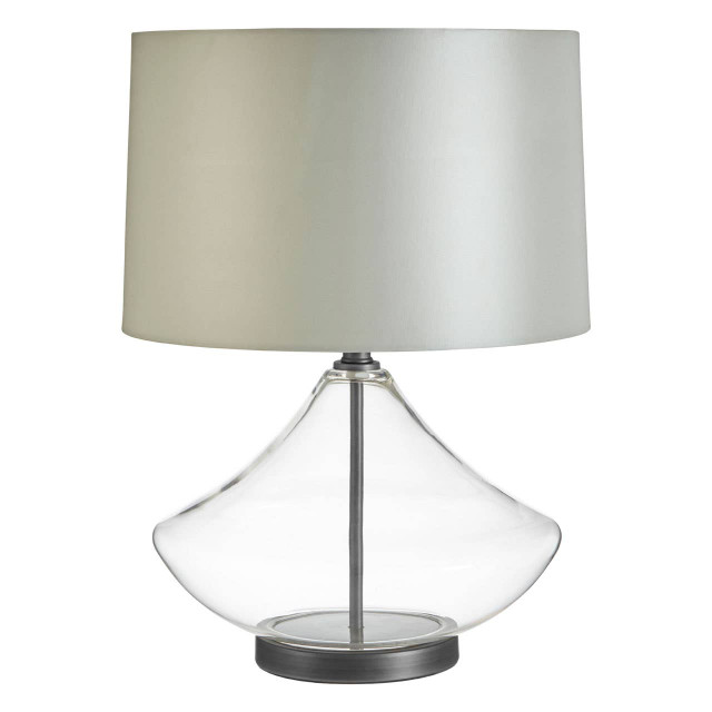 Premier Housewares Usha Light Grey Shade Table Lamp With EU Plug