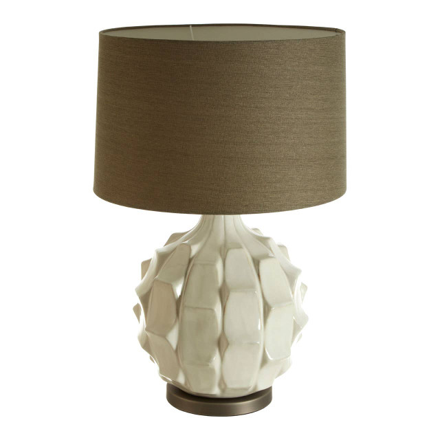 Premier Housewares Usha Table Lamp With Grey And Brown Shade