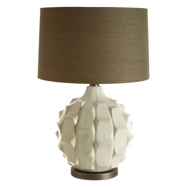 premier housewares Usha Table Lamp With Grey And Brown Shade