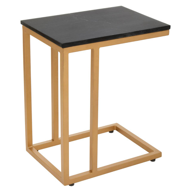 Premier Housewares Varana Black Marble Top Side Table With Gold Finish Frame