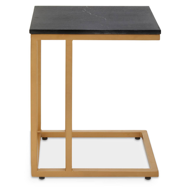 premier housewares Varana Black Marble Top Side Table With Gold Finish Frame