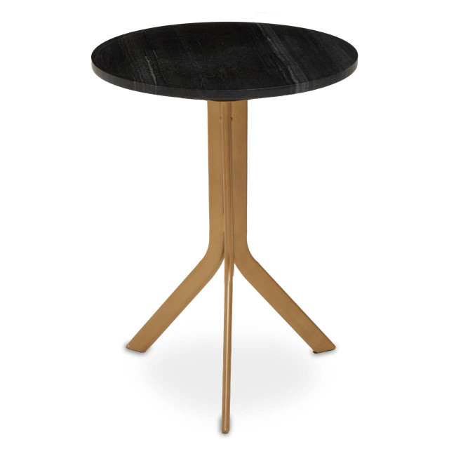 premier housewares Varana Round Black Marble Top Table