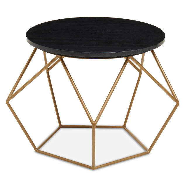 Premier Housewares Varana Round Marble Top Coffee Table With Gold Finish Frame