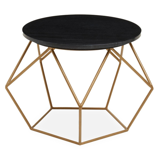 Premier Housewares Varana Round Marble Top Coffee Table With Gold Finish Frame