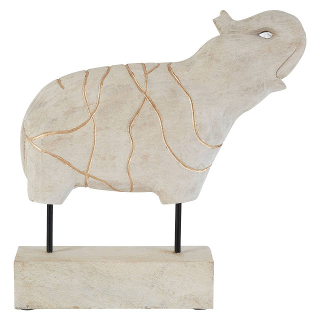 premier housewares Vena Whitewash Mango Wood Elephant Sculpture