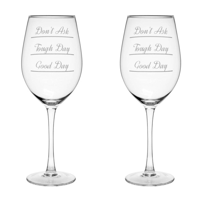 Premier Housewares Verity Set Of 2 Do Not Ask Large Wine Glasses