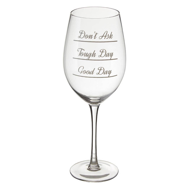 Premier Housewares Verity Set Of 2 Do Not Ask Large Wine Glasses