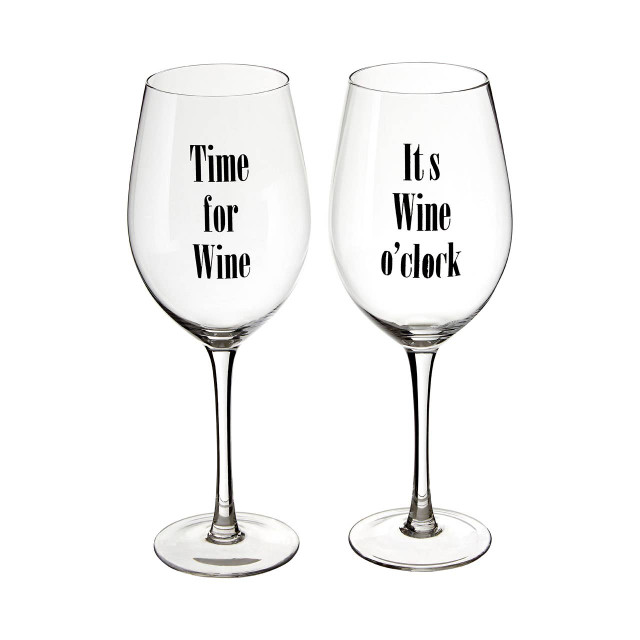 Premier Housewares Verity Set Of 2 Time For Wine Large Wine Glasses