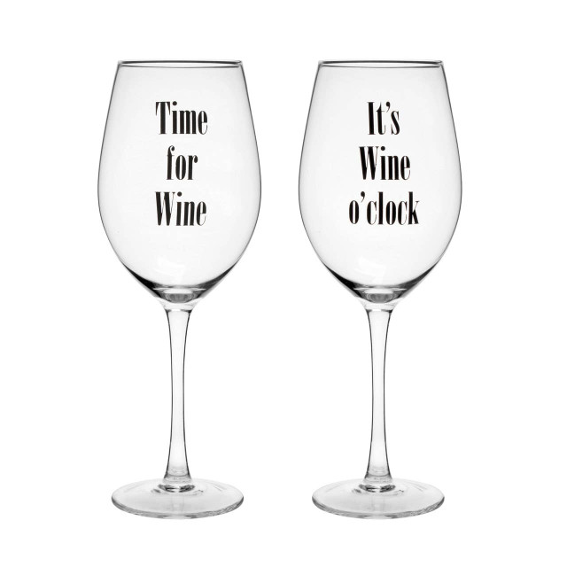 premier housewares Verity Set of 2 Time For Wine Large Wine Glasses