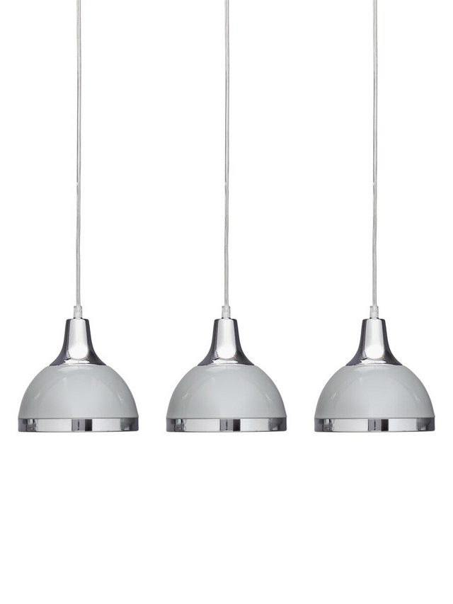 Premier Housewares Vermont Three Shutter Grey And Chrome Shade Pendant Light