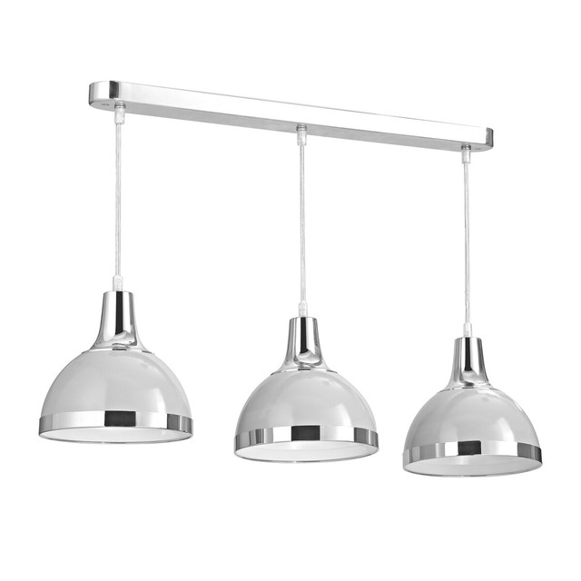 premier housewares Vermont Three Shutter Grey and Chrome Shade Pendant Light