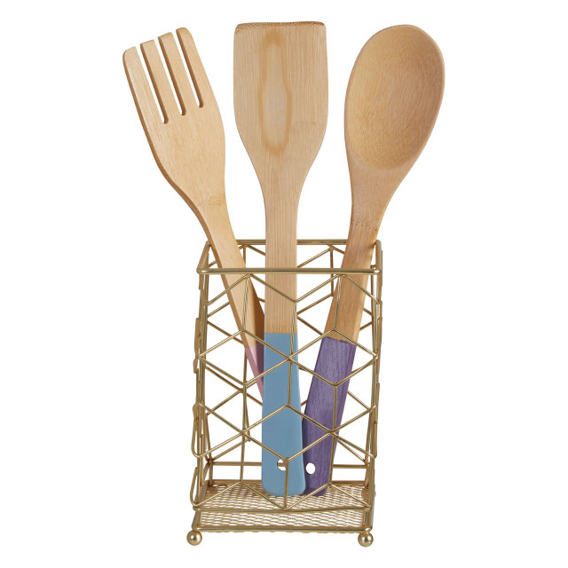 Premier Housewares Vertex Contour Matte Gold Utensil Holder