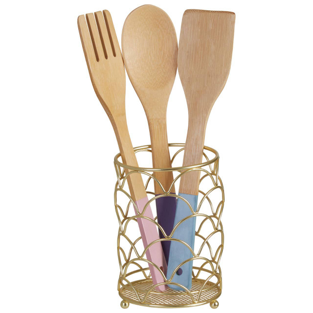 Premier Housewares Vertex Deco Matte Gold Utensil Holder