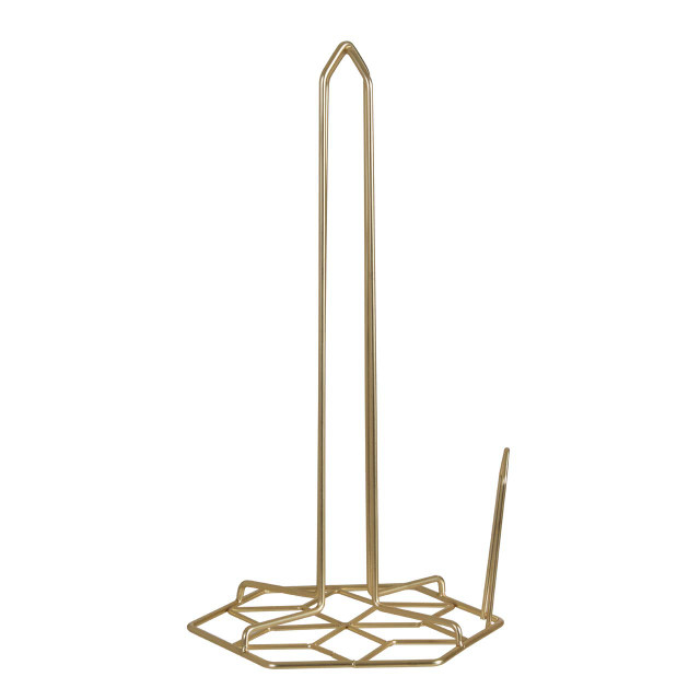 Premier Housewares Vertex Kitchen Roll Holder With Matte Gold Finish