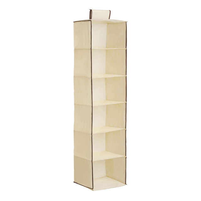 Premier Housewares Verti 6 Section Cream Hanging Garment Organiser