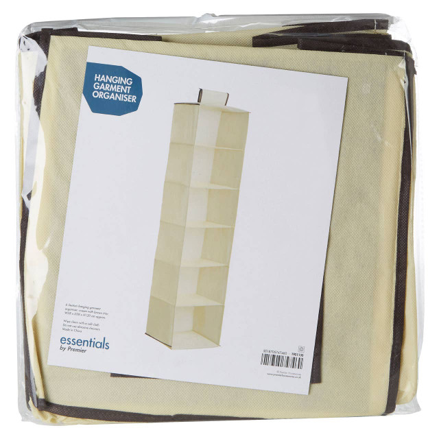Premier Housewares Verti 6 Section Cream Hanging Garment Organiser