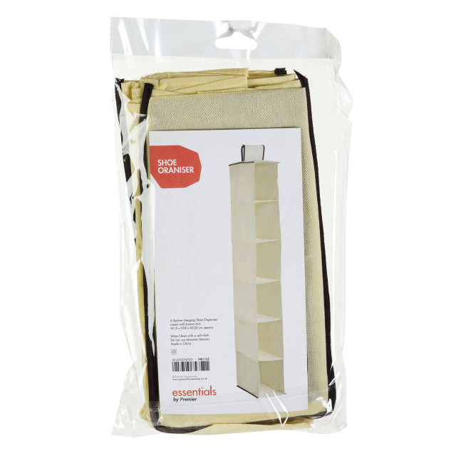 Premier Housewares Verti 6 Section Cream Hanging Shoe Organiser