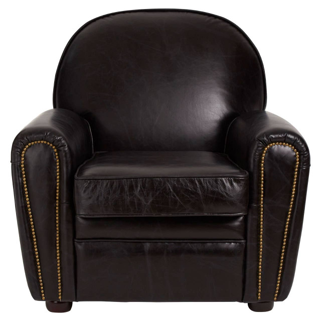 Premier Housewares Victor Black Leather Classic Armchair