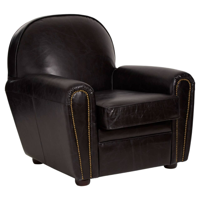 premier housewares Victor Black Leather Classic Armchair