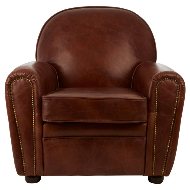 Premier Housewares Victor Brown Leather Classic Armchair