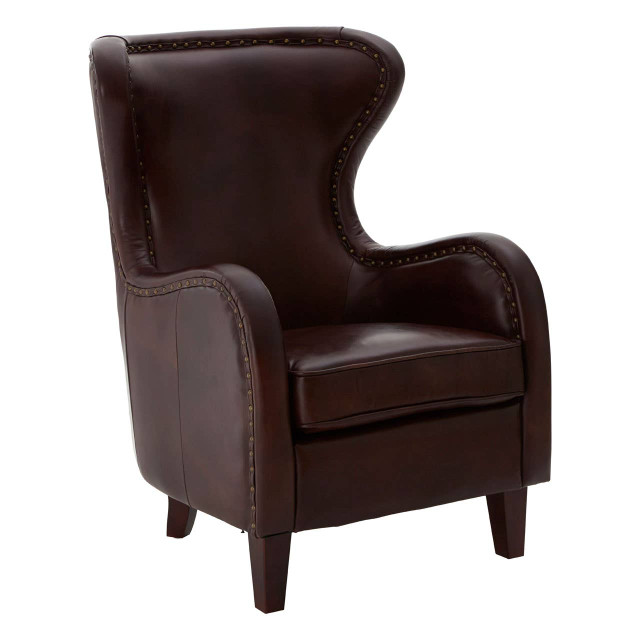 Premier Housewares Victor Brown Leather Lounge Chair