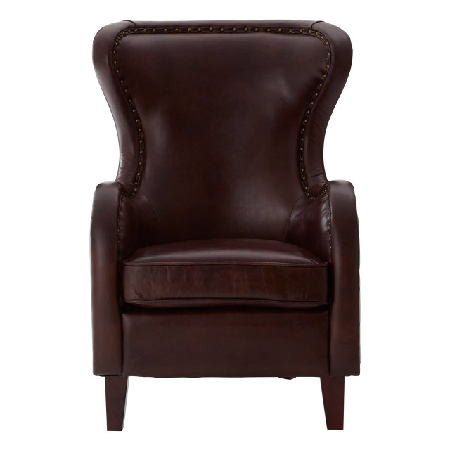 Premier Housewares Victor Brown Leather Lounge Chair