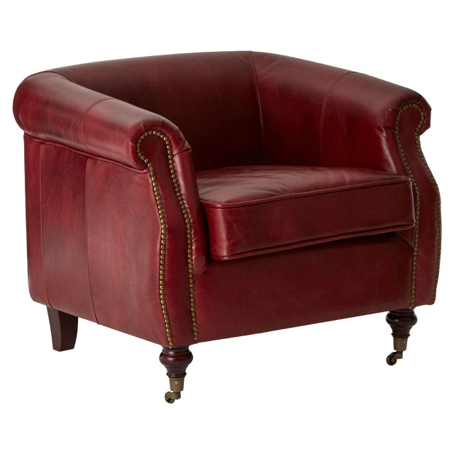 Premier Housewares Victor Deep Red Leather Armchair