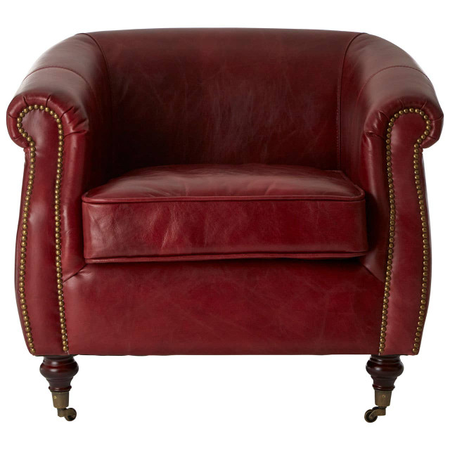Premier Housewares Victor Deep Red Leather Armchair