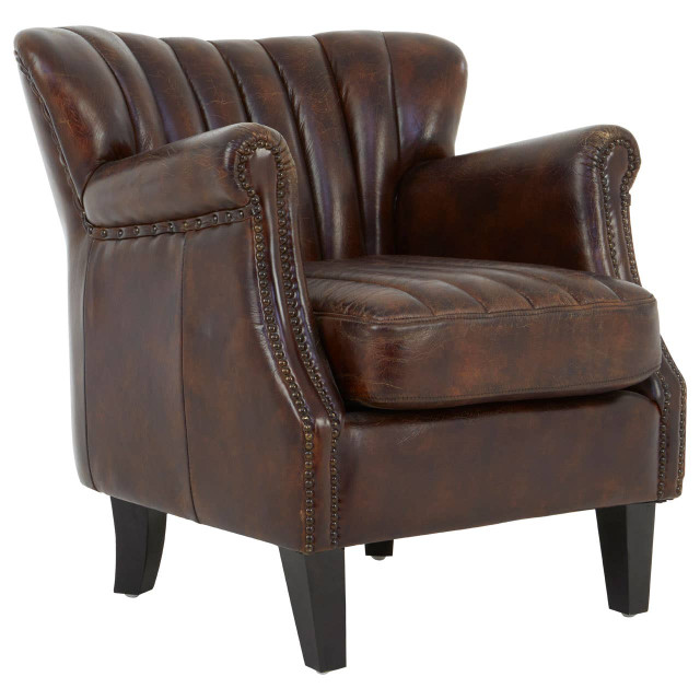 Premier Housewares Victor Winged Brown Leather Armchair