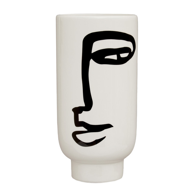 Premier Housewares Viso Large Black And White Face Vase