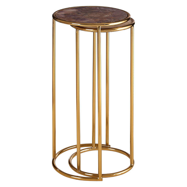 Premier Housewares Vita Amethyst Top Set Of 2 Nesting Side Tables