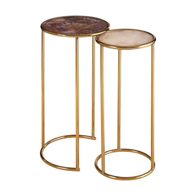 Premier Housewares Vita Amethyst Top Set Of 2 Nesting Side Tables
