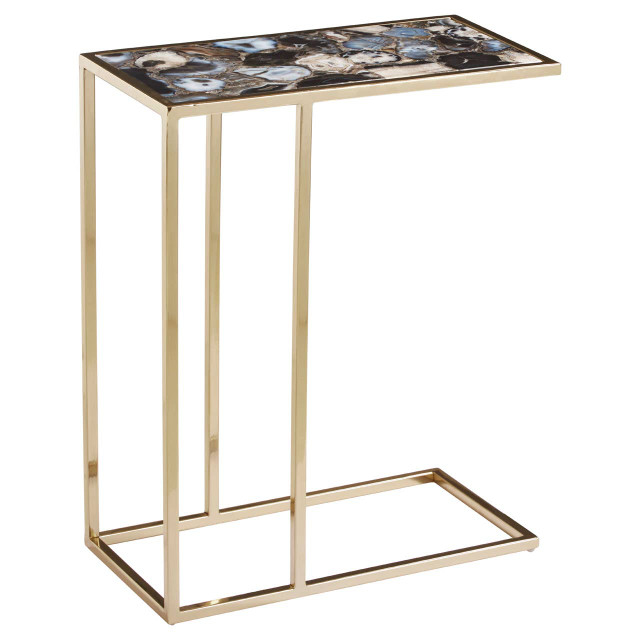 Premier Housewares Vita Black And Gold Agate Side Table