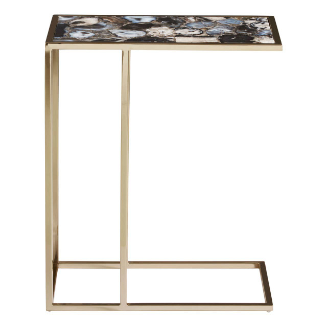 premier housewares Vita Black And Gold Agate Side Table