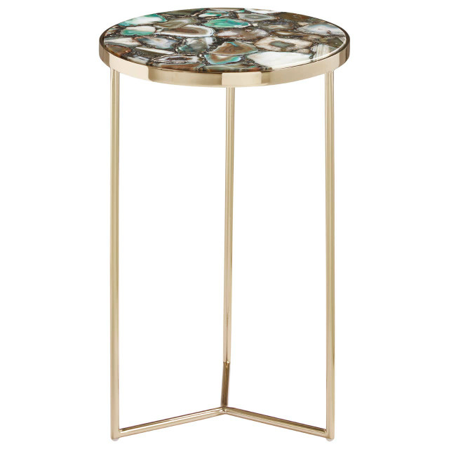 Premier Housewares Vita Green Agate Round Side Table