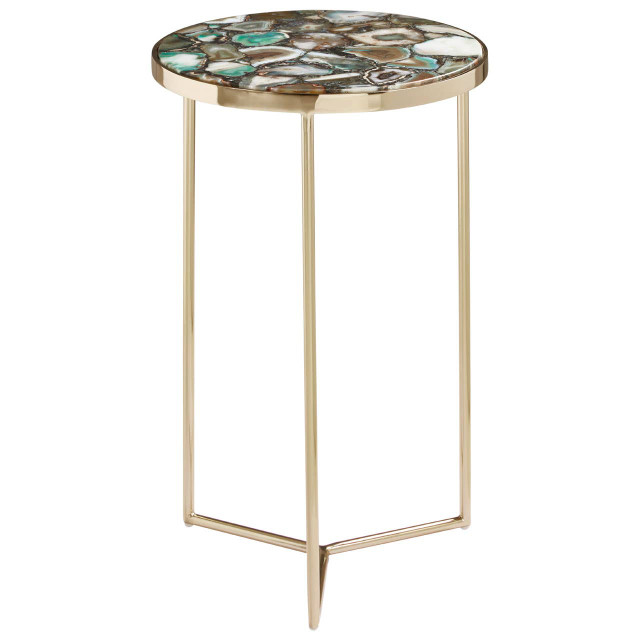 Premier Housewares Vita Green Agate Round Side Table