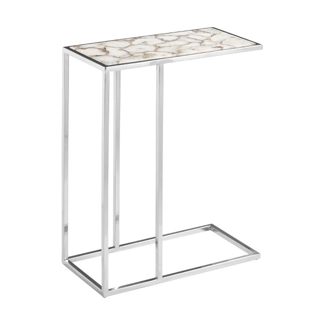 Premier Housewares Vita White And Silver Agate Side Table