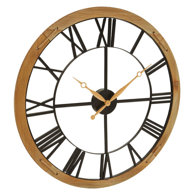 Premier Housewares Vitus Black Metal Wall Clock With Gold Finish Hands