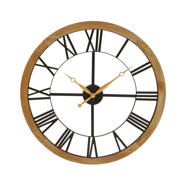 premier housewares Vitus Black Metal Wall Clock with Gold Finish Hands